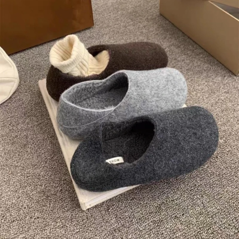 2025 겨울 신상 여성 클래식 단색 부드러운 밑창 미끄럼 방지 캐주얼 슬리퍼 편안하고 따뜻한 면 슬리퍼