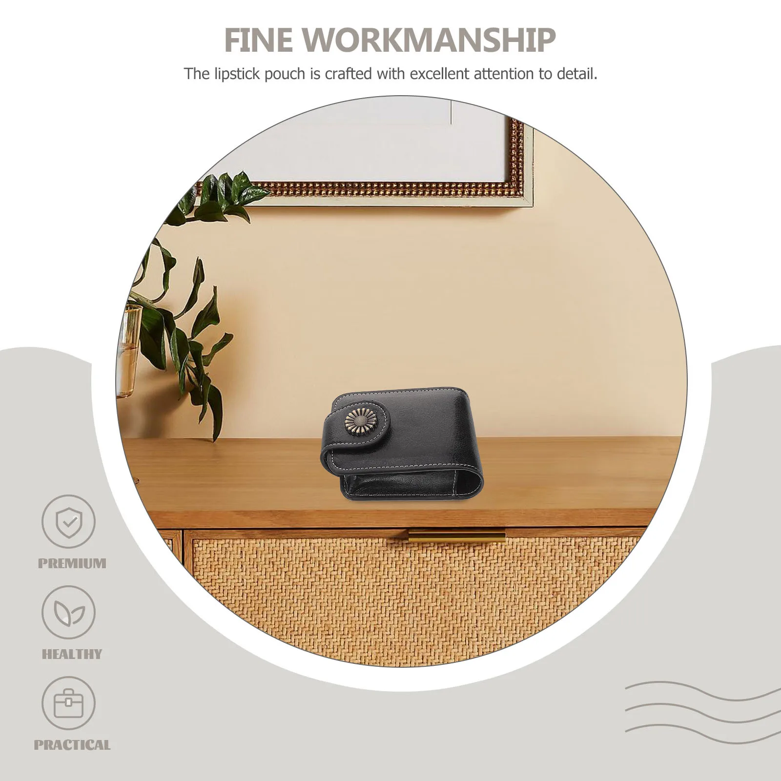 

Lipstick Pouch For Women Small Makeup Bag With Mirror Portable Purse Organizer Travel Case Lipstick Holder