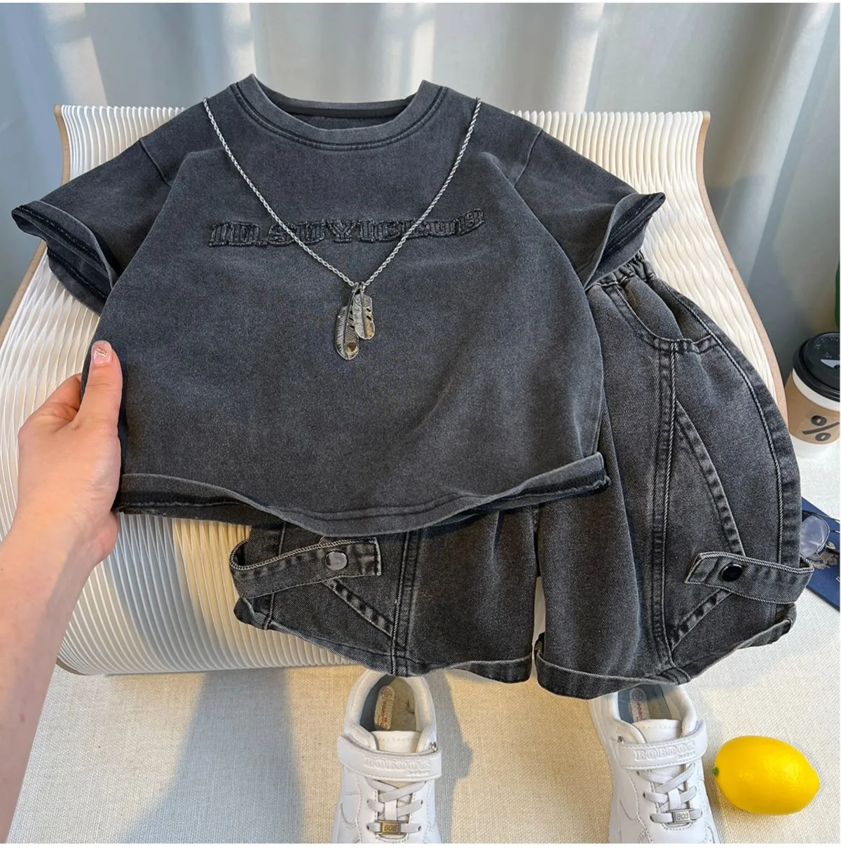 مجموعة ملابس الأطفال للأولاد قميص صيفي جديد وسيم + طقم قصير مكون من قطعتين ملابس عصرية للأولاد رفيعة #6