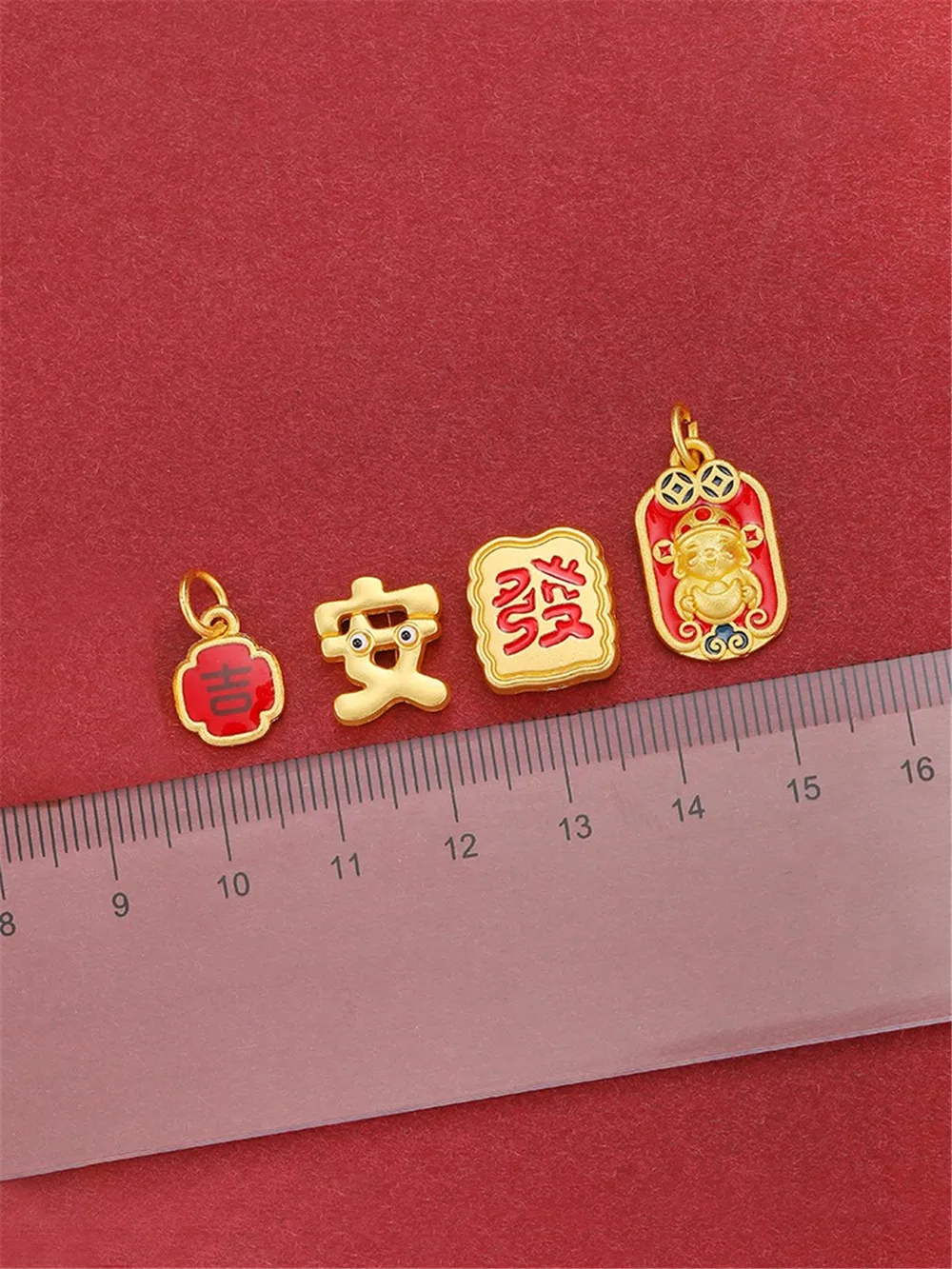 New Year China-Chic 18K Dumb Gold Fortune Peace Joy Bead Pendant Diy String Bracelet Necklace Material Knitting Accessories L318