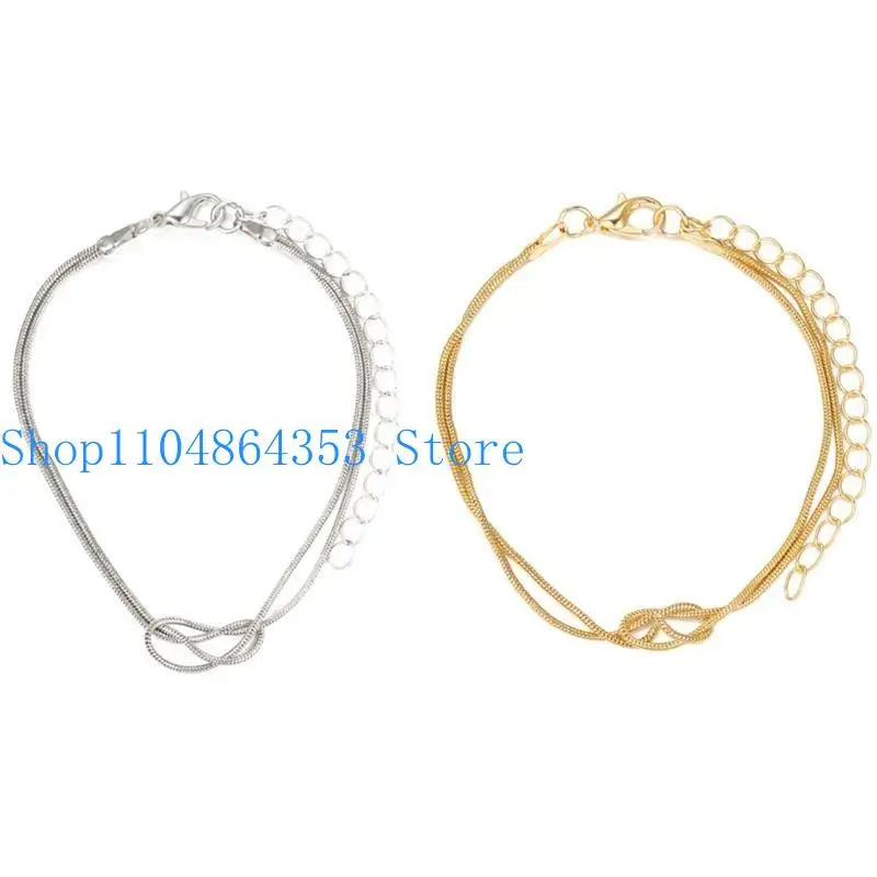 652F Pack of 2 Stylish Bracelet Couple Bracelet Adjustable Chain Bangle Knot Bracelet Chain Bracelet for Various Occasion