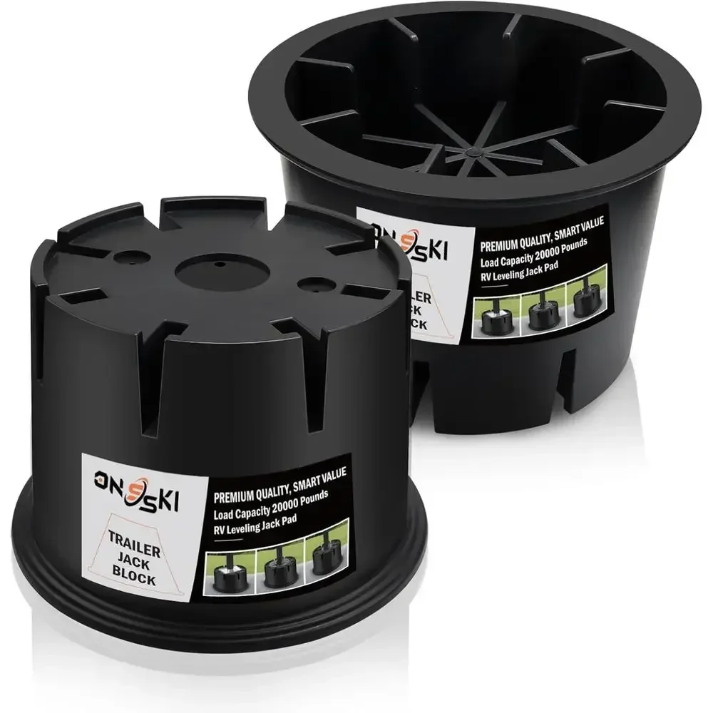 RV Trailer Jack Block – 2-Pack Durable Leveling Stabilizer Blocks Supports up to 20000 Pounds with UV-Resistant Recycled Materia