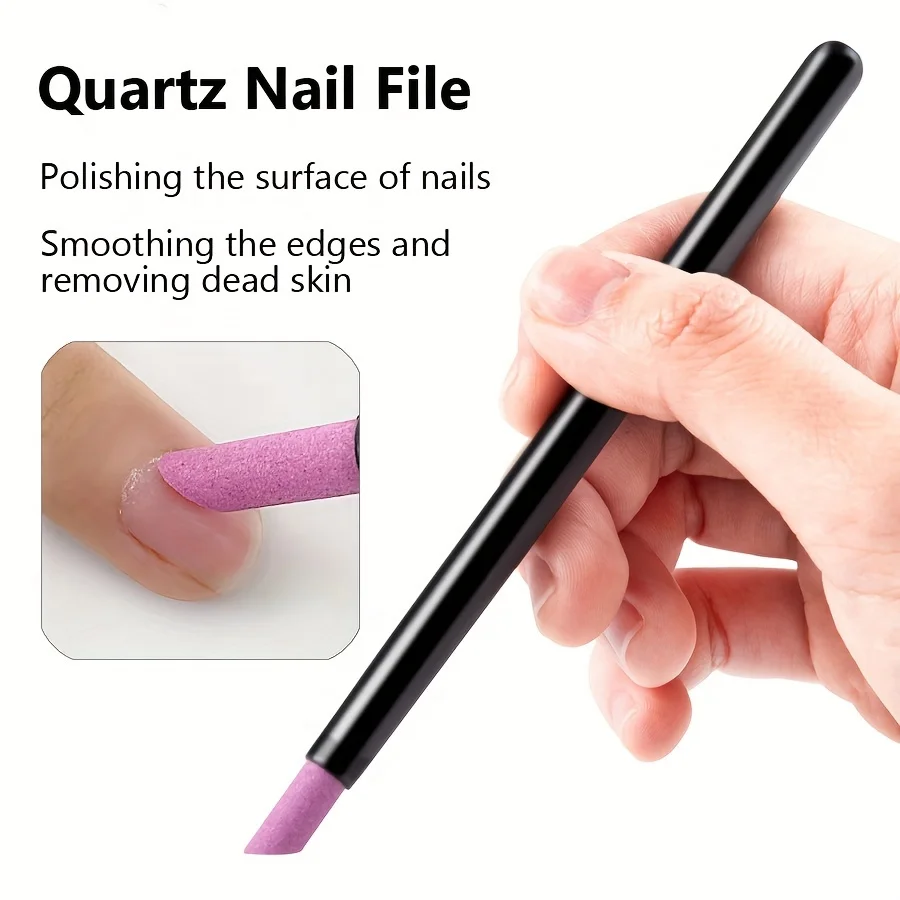 석영 네일 그라인딩 펜 세트, 재사용 가능한 큐티클 및 죽은 피부 제거제, 휴대용 젤 폴리쉬 지우개, 매니큐어 관리 도구