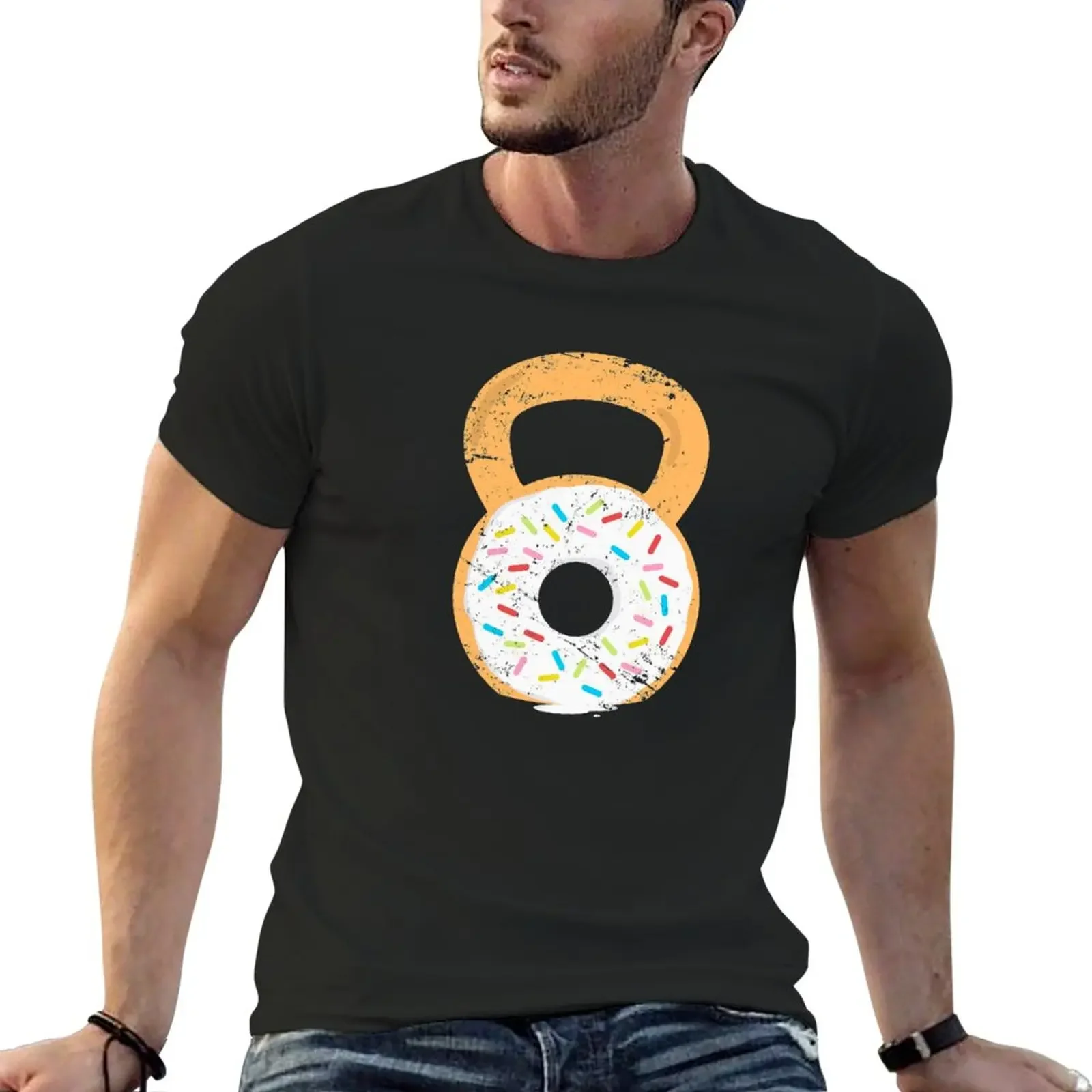 

Kettlebell Donut, Funny Doughnut Fitness and Gym Joke T-Shirt animal prinfor boys summer tops mens cotton t shirts