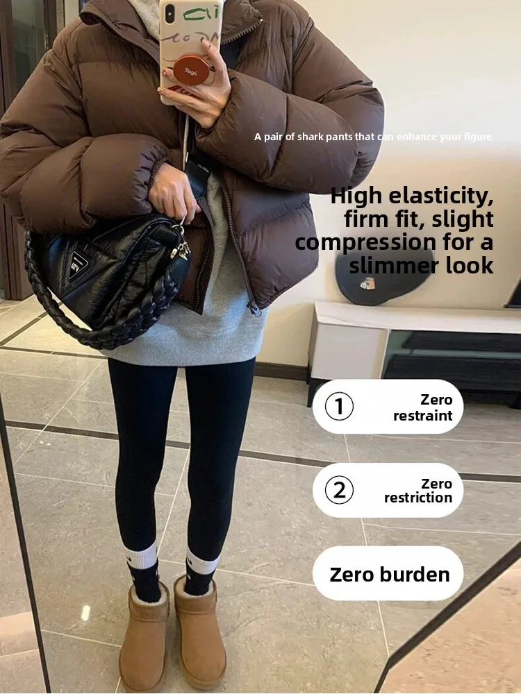 กางเกงโยคะเอวสูงบุซับในสำหรับผู้หญิง ฤดูใบไม้ร่วง ฤดูหนาว กางเกงขายาวผ้าฝ้ายอุ่น ยกกระชับสะโพก