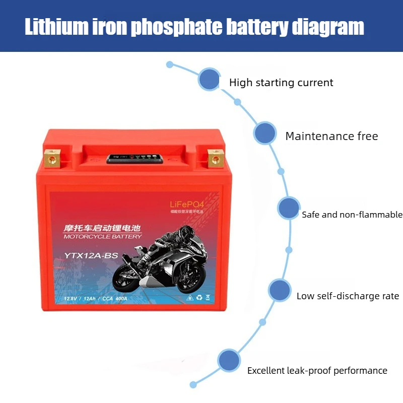 [New] YTX14 for Universal Motorcycle Motorbike Battery 12V LiFePO4 Starting Battery High Capacity Long Endurance Lithium Battery