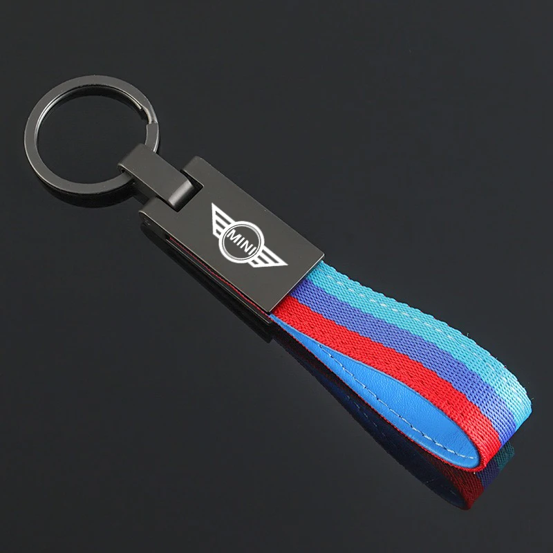 

Metal Car Keyring Nylon Tricolor Woven Belt Car Keychain For BMW Mini Cooper R50 R53 F56 F60 Clubman R55 R56 R60 R61 F54 F55