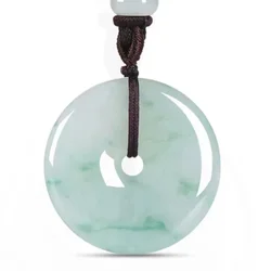 Green Real Jadeite Donut Pendant Necklace Amulet Charm Natural Jewelry Talismans Gift Accessories Choker Fashion Burmese Jade