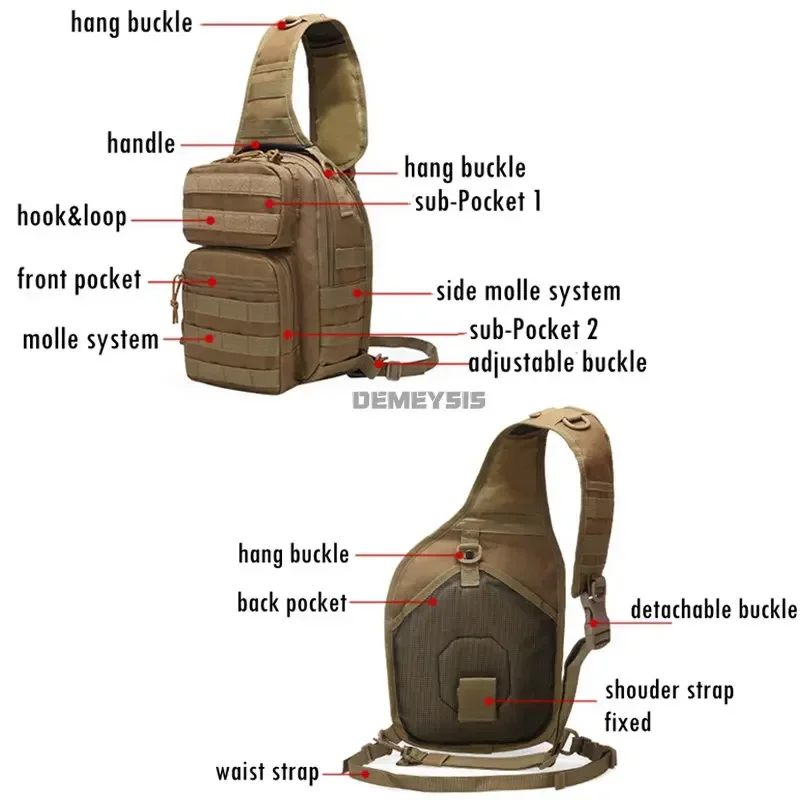 Tactical Molle Chest Bag Adjustable Strap Hiking Hunting Camping Trekking Sling Chest Pack Fishing Bag Sports Crossbody Bags