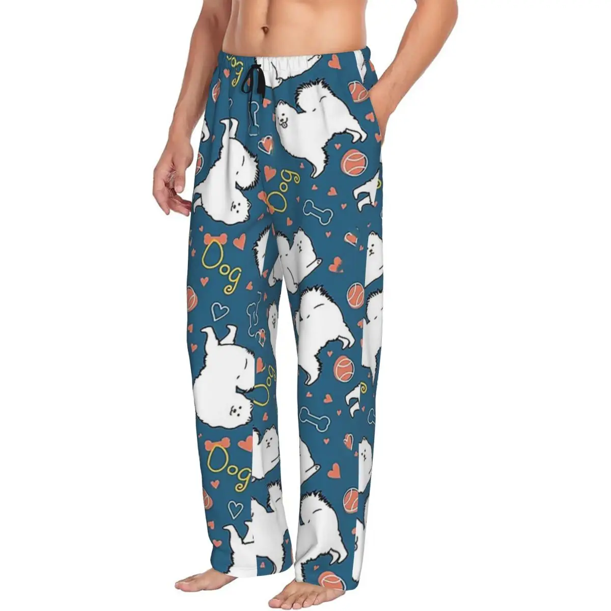 Custom Love Samoyed Dog Pajama Pants Men Sleepwear Sleep Lounge Bottoms with Pockets