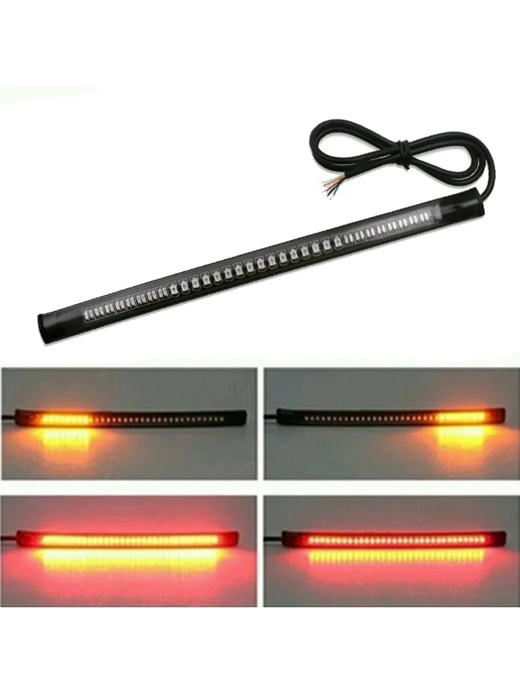 Moto 48 barre lumineuse LED bande Flexible queue clignotant queue frein arrière arrêt ampoule lampe feu stop 2835 3014 SMD double couleur