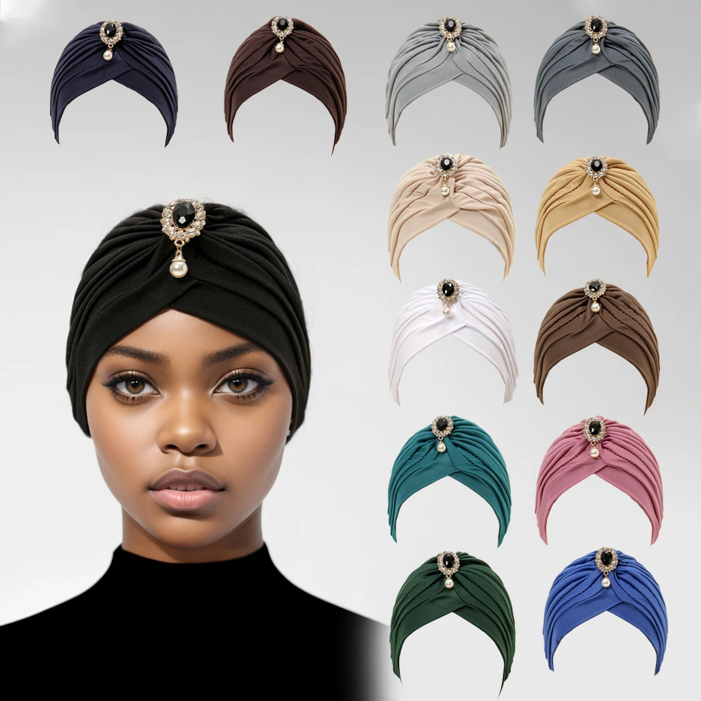 

Solid Color Pendent Muslim Hijab Turban 2024 Newest Undercap Female Hotsale Hat High Quality Cap 26*17cm