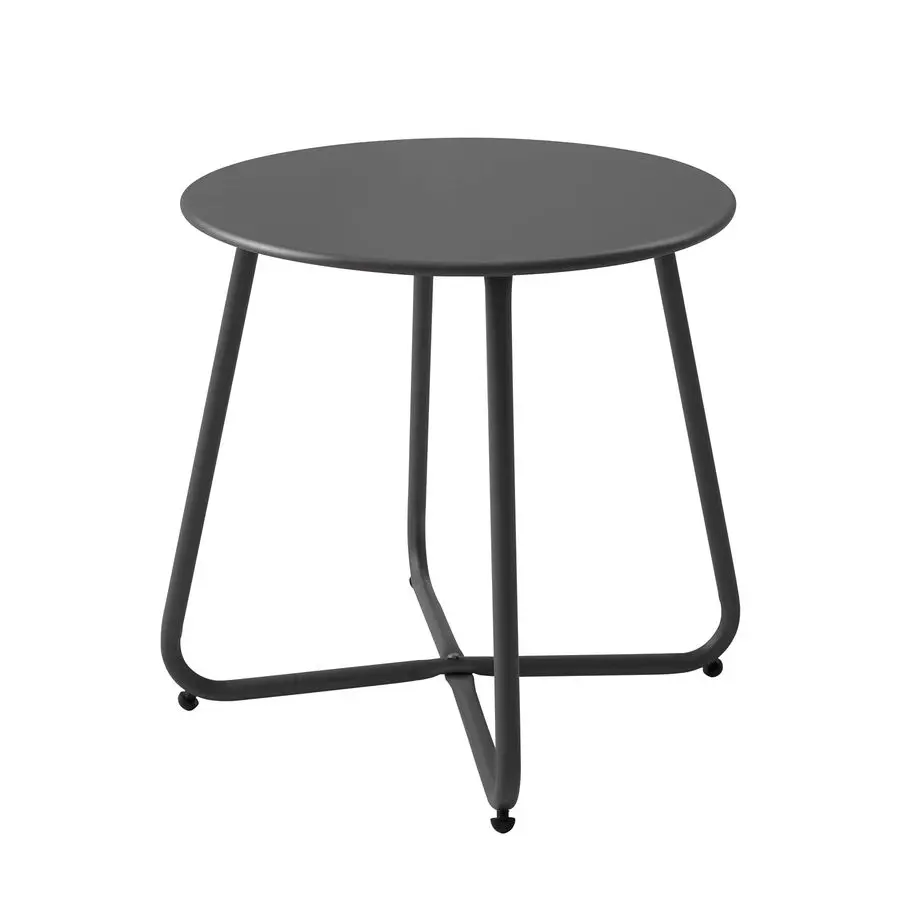 

Patio Small Side Table Waterproof Round Metal Steel Weather Resistant Portable Outdoor and Indoor End Table for Garden Balcony