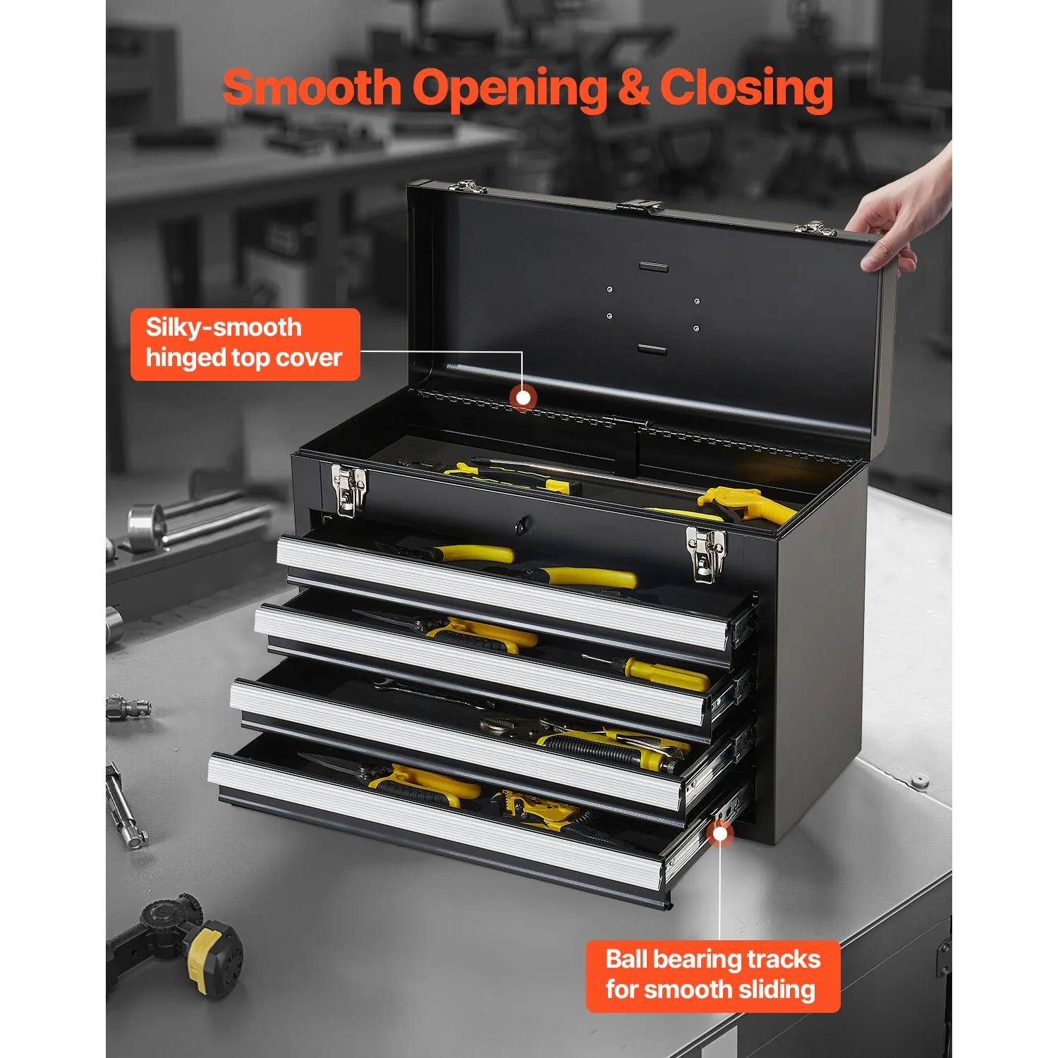 SucceBuy 20.5-Inch 4-Drawer Metal Tool Chest 6