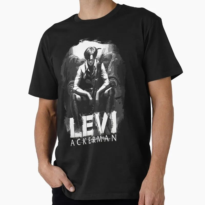 Captain-Levi Attack on Titan Anime Gift T shirt 1203 Short Sleeve Graphic Clothes All size tops S-6XL 100% cotton printed tee
