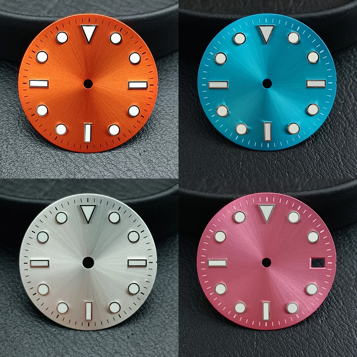 28.5mm Sunburst Colorful Watch Dial Suitable NH35/NH36 Movement Vintage Silver Markers Date Window Watch Face Accessories Parts