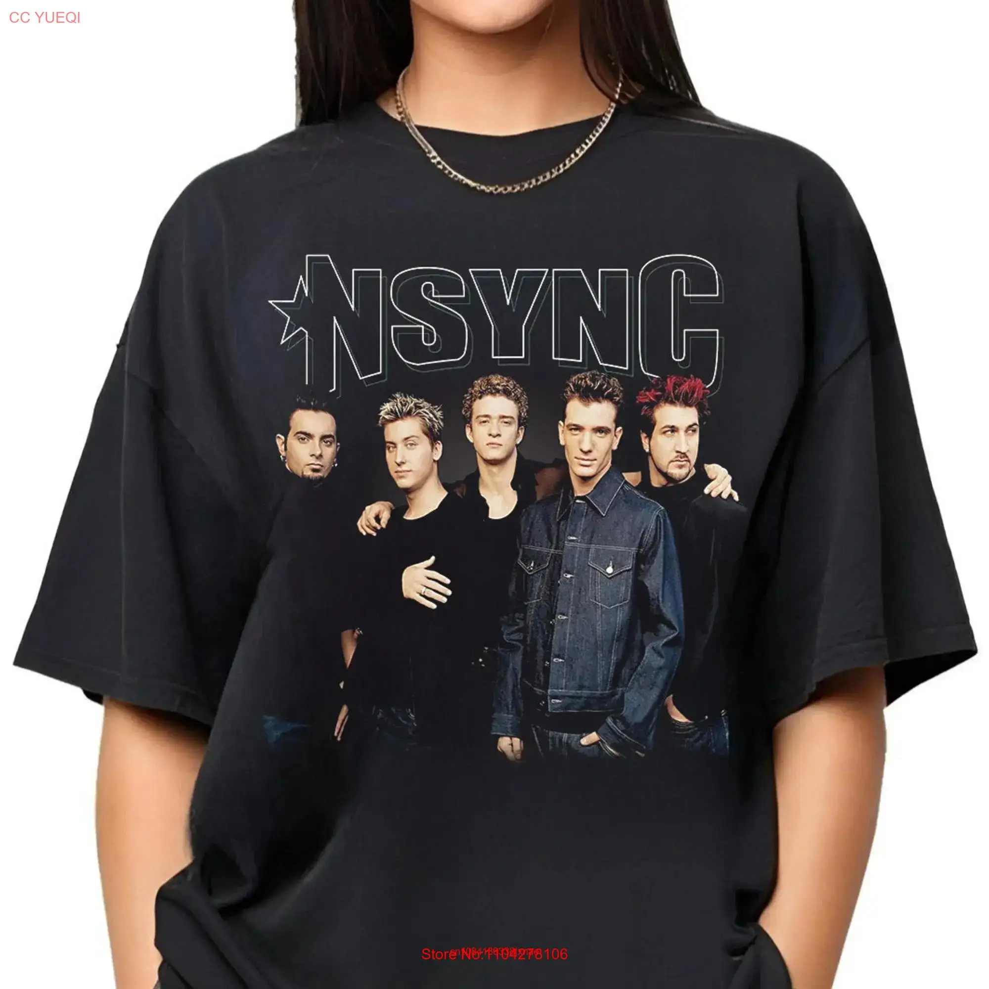 NSYNC Stark Group Shot Black T Shirt Vintage No Strings Attached Album Cover Boy Band long or short sleeves