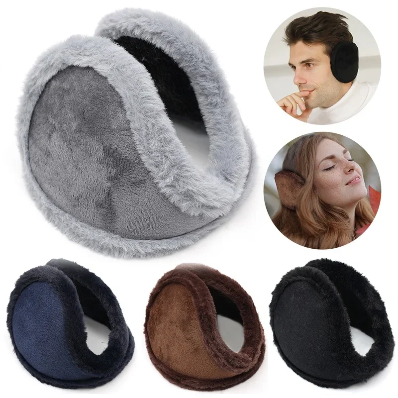 Simple Thicken Men Women Winter Velvet Keep Warm Fur Fleece Earmuffs Fashion Plush Cloth Wrap Cover Ear Muff Band Warmer Earflap