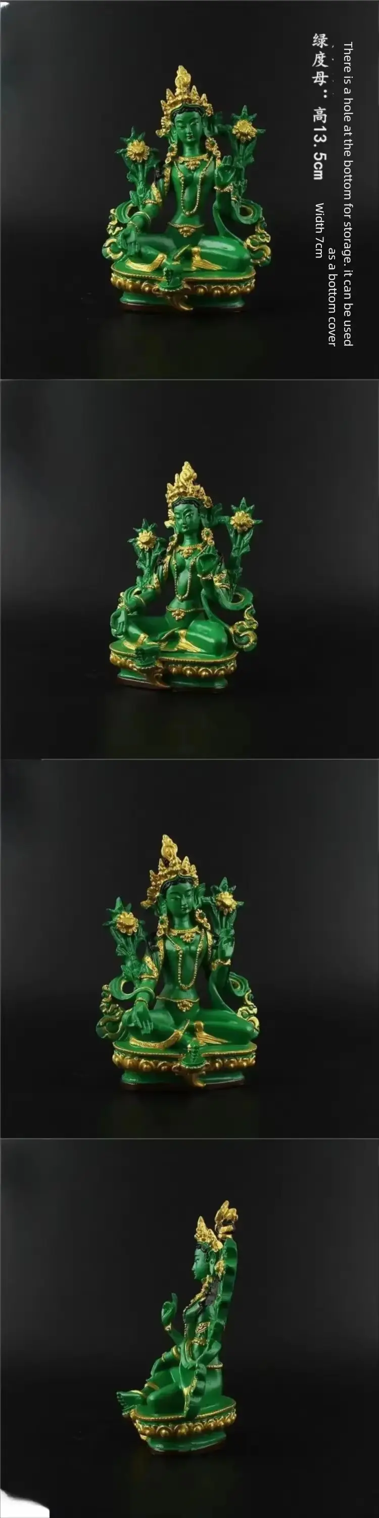 Imagen 6: Estatua de Buda Tara Bodhisattva pintada en resina verde, artesanía, accesorios de Feng Shui, para rezar y conseguir buenas energías.