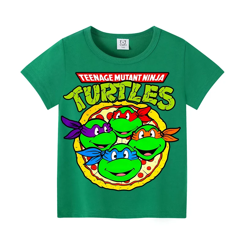 Teenage Mutant Ninja Turtles Short Sleeve Boy Summer Round Neck Green T Shirt Baby Cotton Tees Shirts Children Cartoon Clothes view 3
