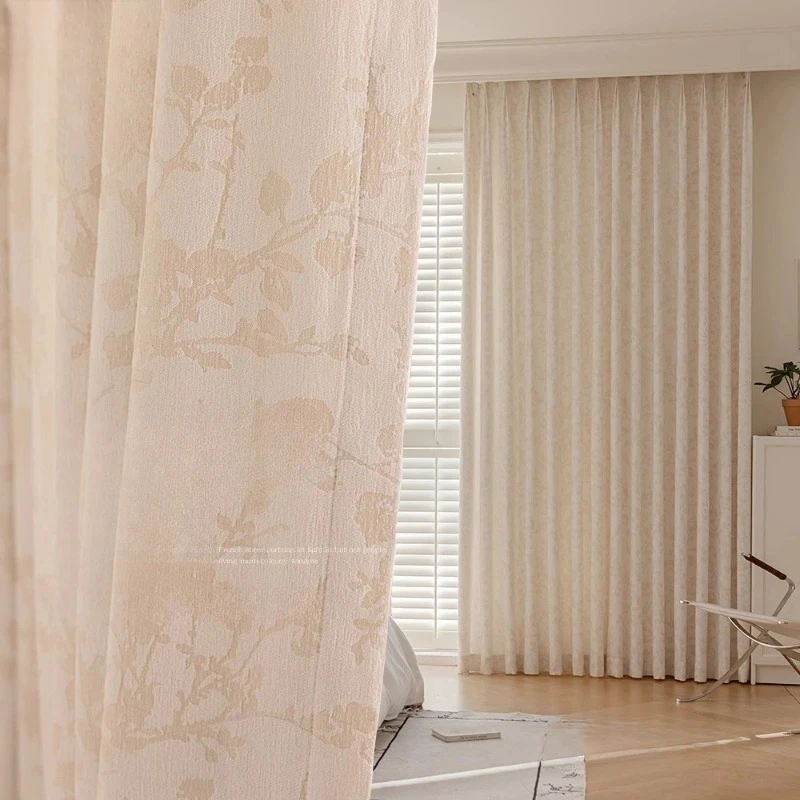 Luxury French Cashmere Sheer Curtains Relief Pattern Light Translucent Sunshade Fabric Elegant Window for Bedroom Living Room