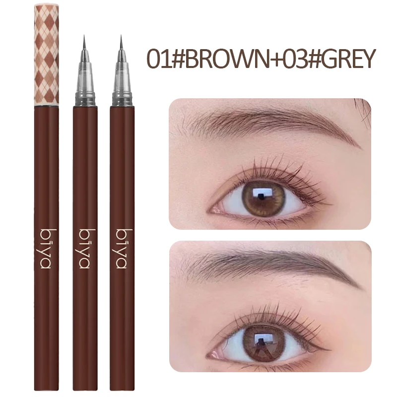 초미세 초미세 눈썹 연필 방수 전문 땀 방지 액체 아이라이너 눈썹 이중 목적 내구성 메이크업 아트