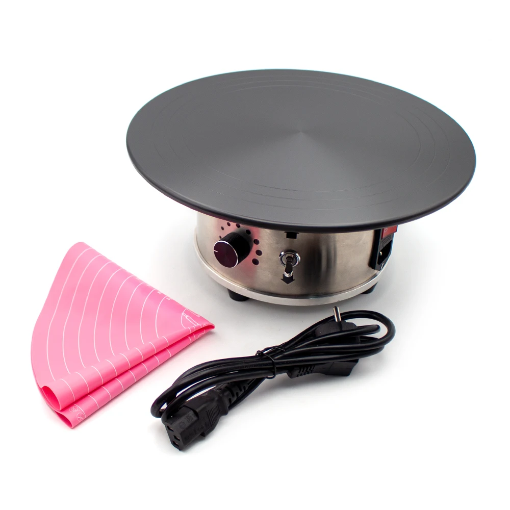 

12-дюймовый электрический поворотный стол для торта - поворотный стол для украшения торта из алюминиевого сплава 220 В с нескользящей основой для выпечки, глазури, глазури