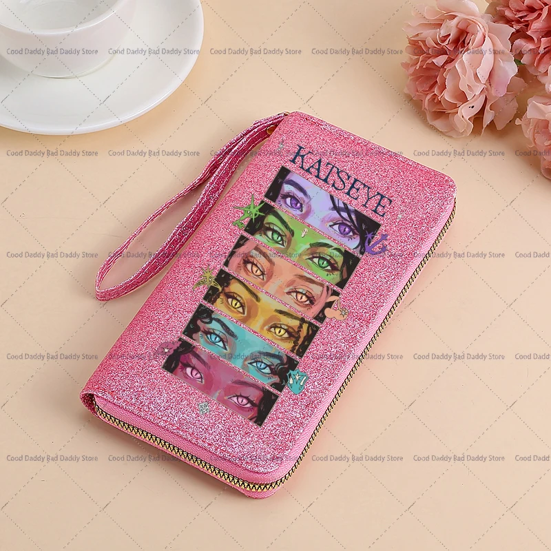 k-pop-girls-group-katseye-кошельки-для-женщин-блестящий-зажим-для-денег-модная-маленькая-сумка-для-денег-короткий-многофункциональный-трендовый-кошелек-для-монет-подарок