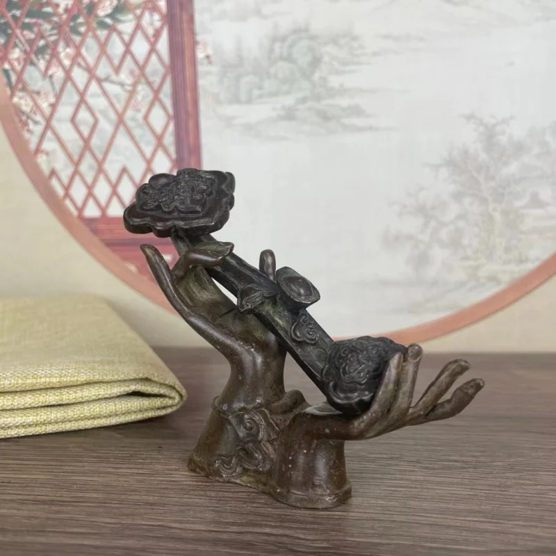 's Ruyi Brass Buddha's Hand Ornament Lotus Home Shelf Craft Desktop Decoration