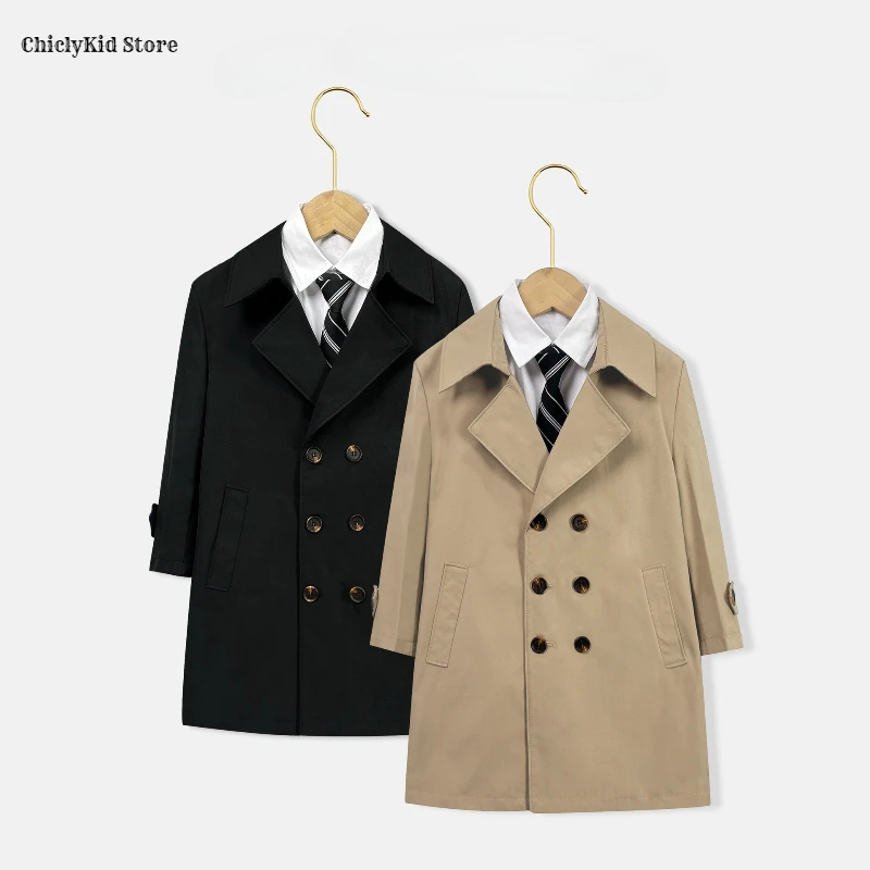 

Детская верхняя одежда, двубортные пальто для мальчиков, весенние топы, детская зимняя уличная одежда, утепленная ветровка, детский плащ