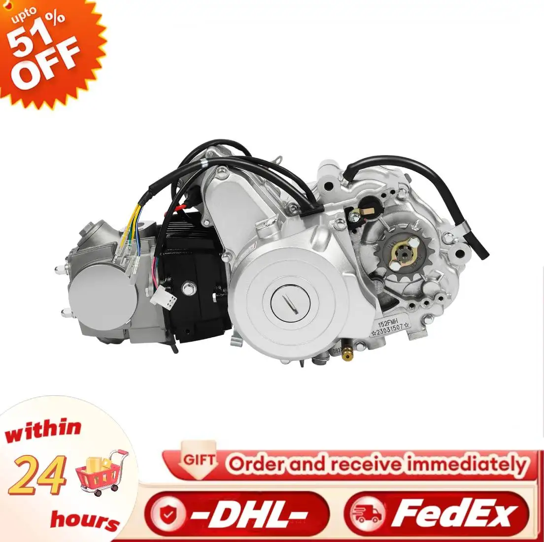 125cc 4-Stroke Engine - 5.5KW, Electric Start, Air-Cooled, Durable Iron & Aluminum, for ATV, Dirt Bike, Go Kart & More