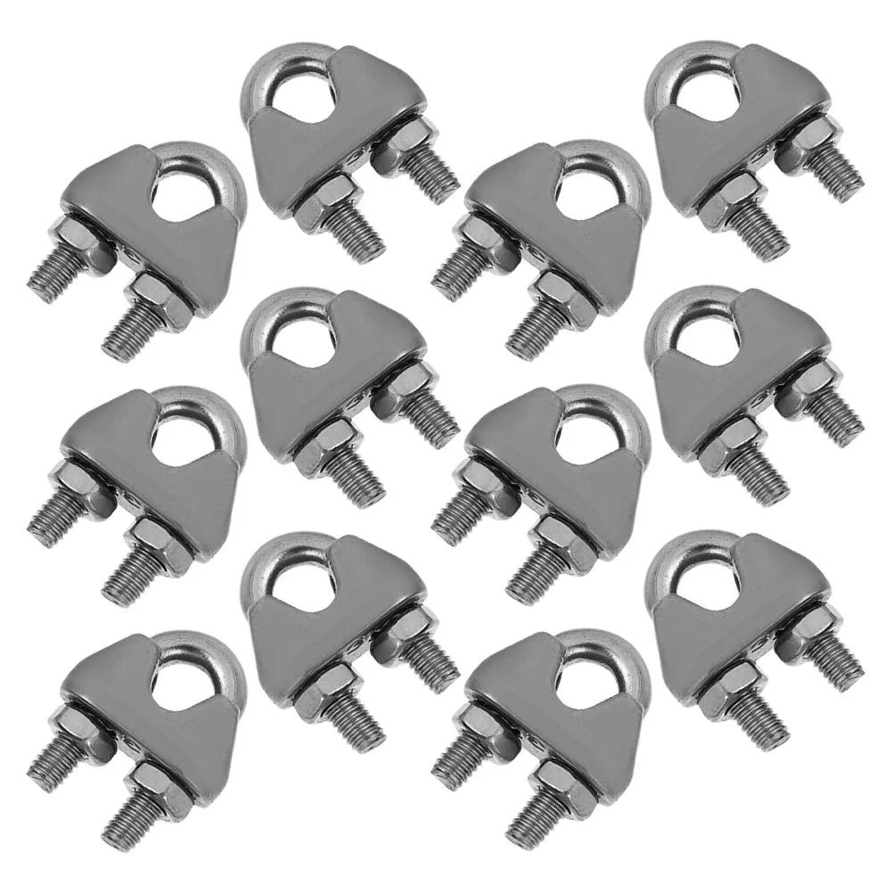 12Pcs Stainless Steel Wire Rope Clamp U-Bolt Cable Clip for Securing Wire Rope Ends Hanging Photos Displays Fastening Fixing