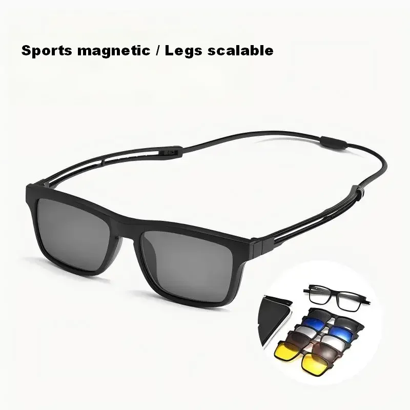 

NOWSEE 5 in1 Scalable optical frame unisex myopia spectacle eyeglasses polarized sun lens night vision magnet clip on