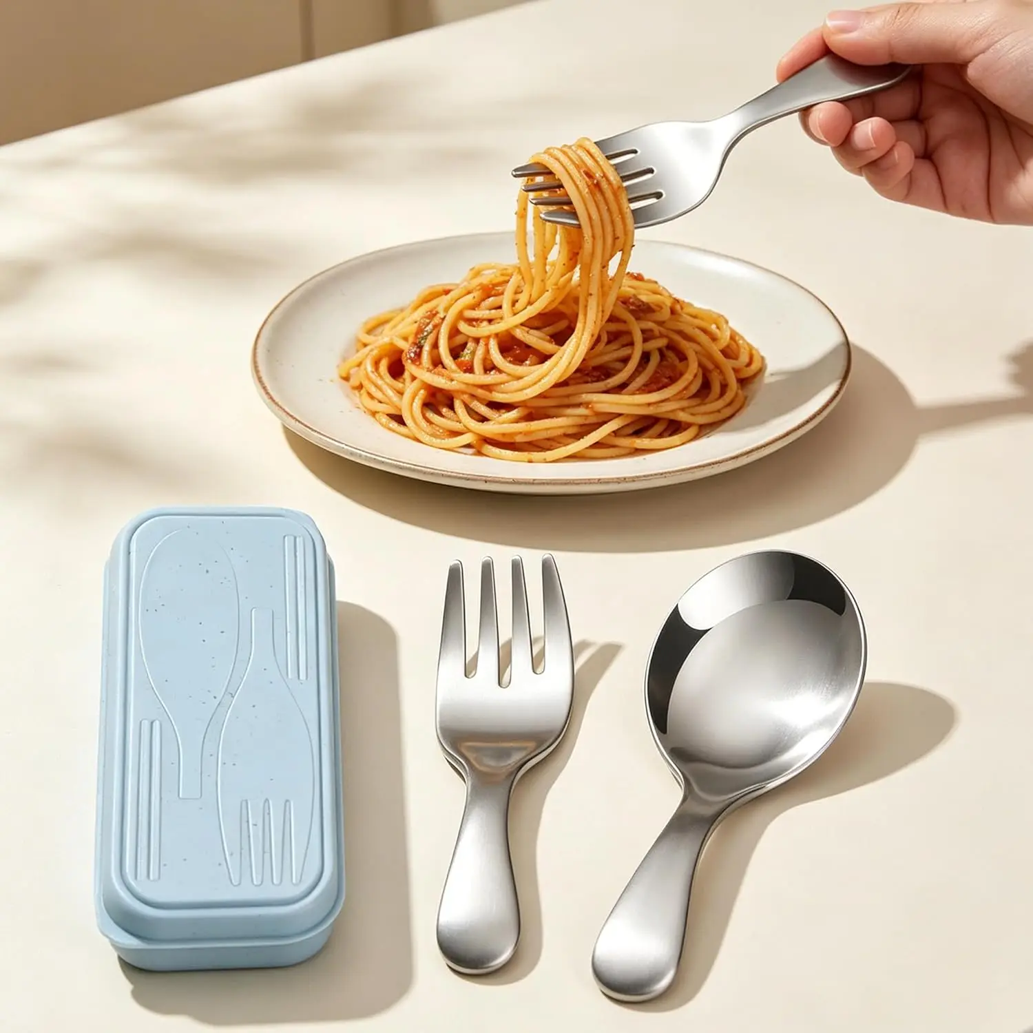 Silver Fork And Spoon Set Metal Cutlery Reusable Flatware For Travel Office Picnic Lunch Box Accessories Cutlery Set Stainless Steel Camping Silverware Utensils