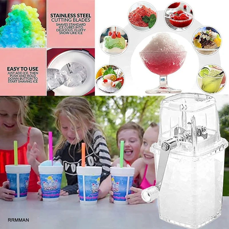 Ice Crusher Manual Rotary Ice Crusher Cocktails Slush Machine Ice-Cube Crushed Smoothies Ice Crusher Machine Home