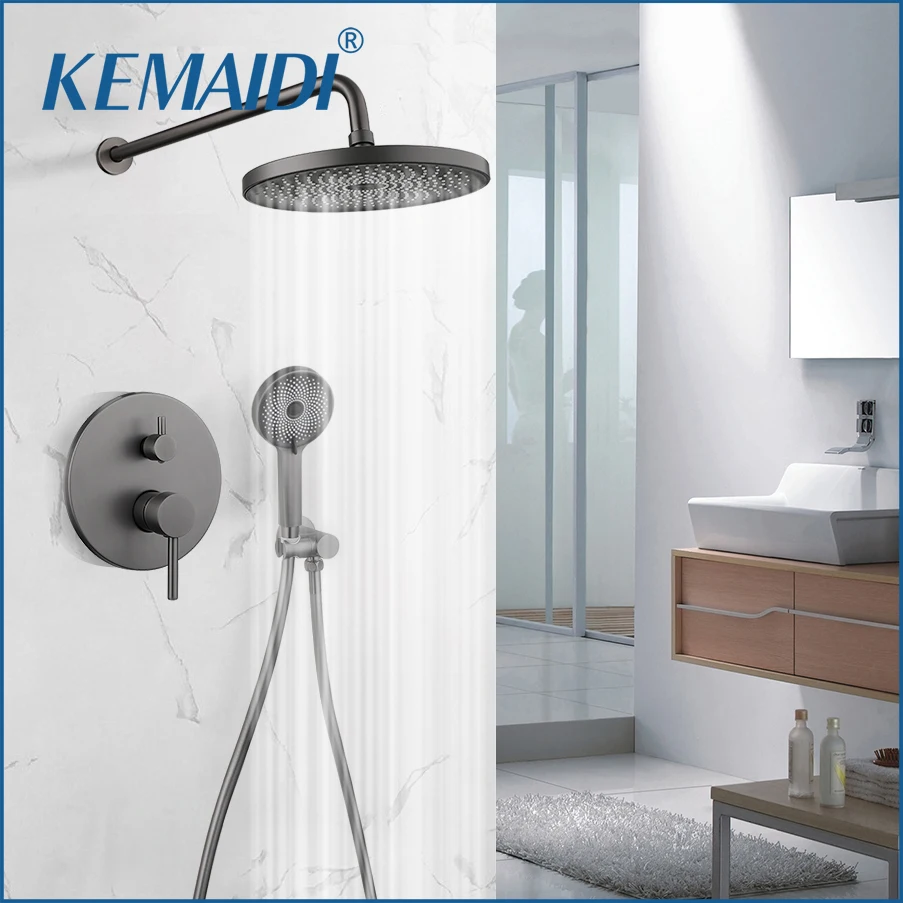 

KEMAIDI Rainfall Shower System 10 Inch Shower Head Combo Set with Handheld Shower Rough-In Valve Bathroom Shower Mixer Faucet