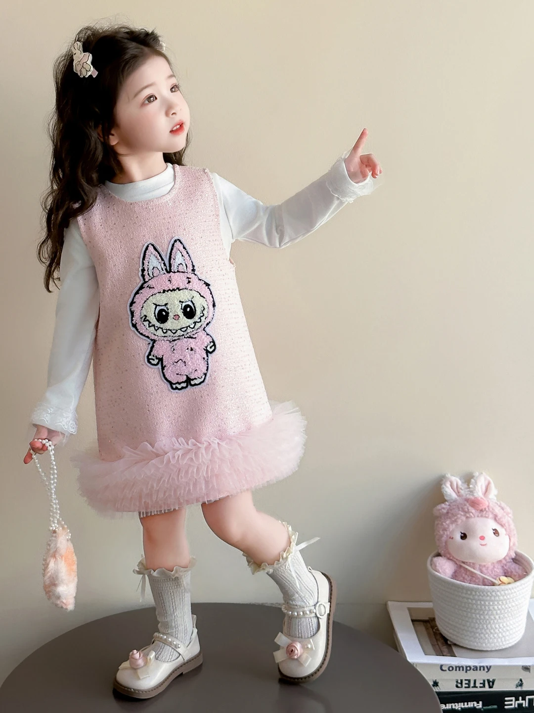 

Girls' Small Fraance Sle Dr Autumn Clothes 2025 New Baby Girl Sweet Faionable Base irt Two-Piece Set Long Sve r...