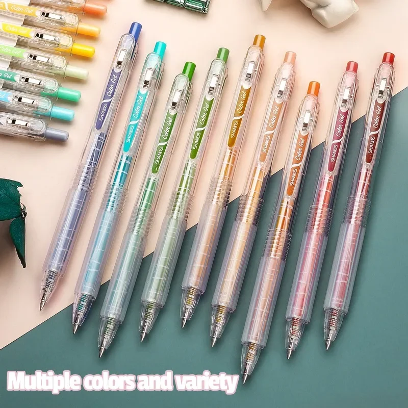 9 Colors/Box Multi-Color Gel Pens Morandi Hand Account Pen 0.5mm Smooth Writing Painting Marker Stationery Kids School Supplies