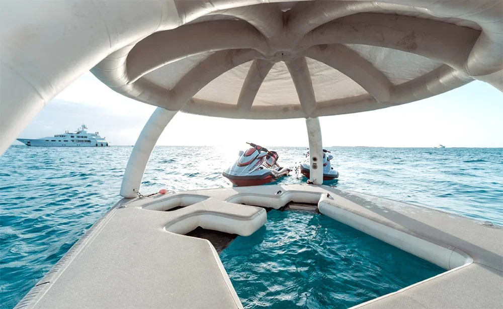 Inflatable Water Leisure Platform Dock Floating Camping Tent Island Tent Ocean Cabana Sea Pool Inflatable Floating Tent for