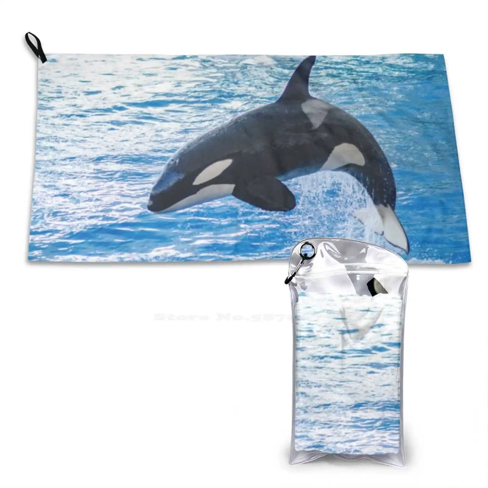 Orca Killer Whale Stunt Pattern Soft Face Towel Home Outdoor Orka Marine Mammal Sea World Marine Land Free Willy Toothed Whale