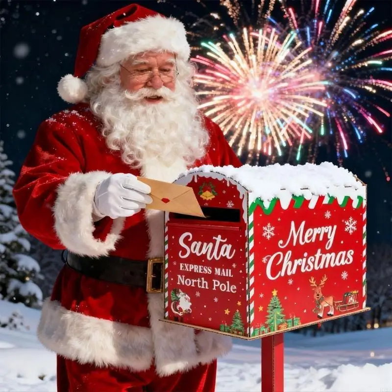 2025 New Bright Christmas Print Wooden Letter Container Simple Setups Manual Porches Decorative