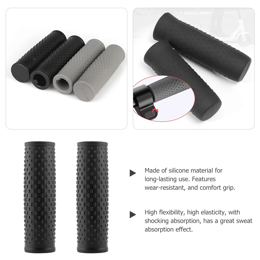 

Silicone Handlebar Grips Shock Absorption Anti-Slip Lightweight Comfort Wear-Resistant Universal Replacement for Electric Bike