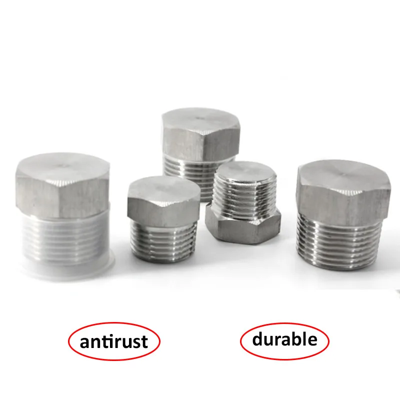 1Pc External Hexagon Thread 304 Stainless Steel Hex End Cap Flange  Solid Plug Oil Water Pipe Fitting