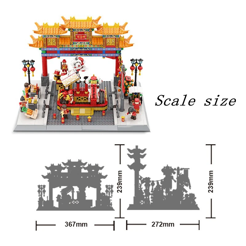 Model City Architecture The China Town Symbol Street View Building Blocks Set Moc Bricks giocattoli assemblati fai da te regali