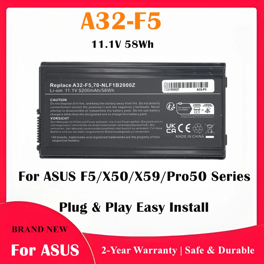 

Laptop Battery For ASUS A32-F5 F5 F5C F5GL F5M F5N F5R F5RI F5SL F5V F5VI F5VL F5Z F5, X50, X59, Pro50, Pro55