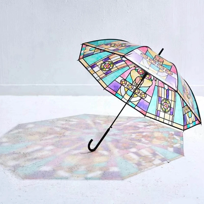 Church Glass Umbrella Transparent Bubble Umbrella Clear Automatic Sunny Umbrella Wind proof Wedding Decoration Umbrella