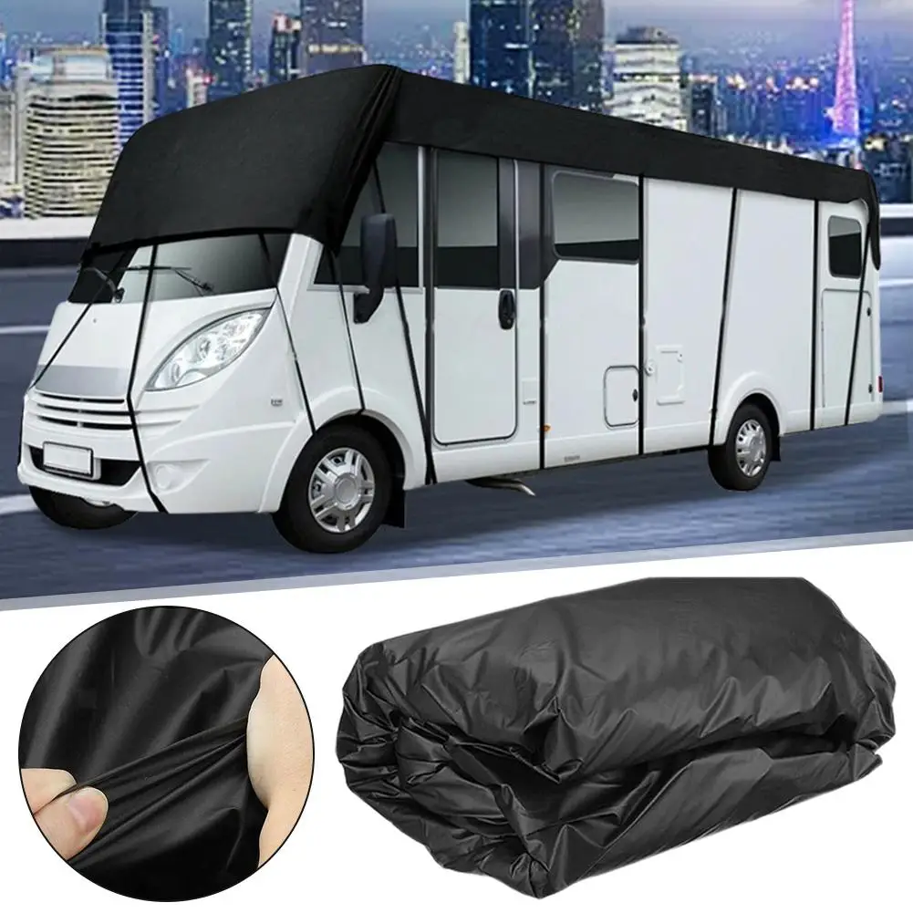 210D Motorhome Camper Top Tarp Cover RV Roof Cover Canopy Tarpaulin Sunshade Anti-UV Protection Dust-proof Waterproof