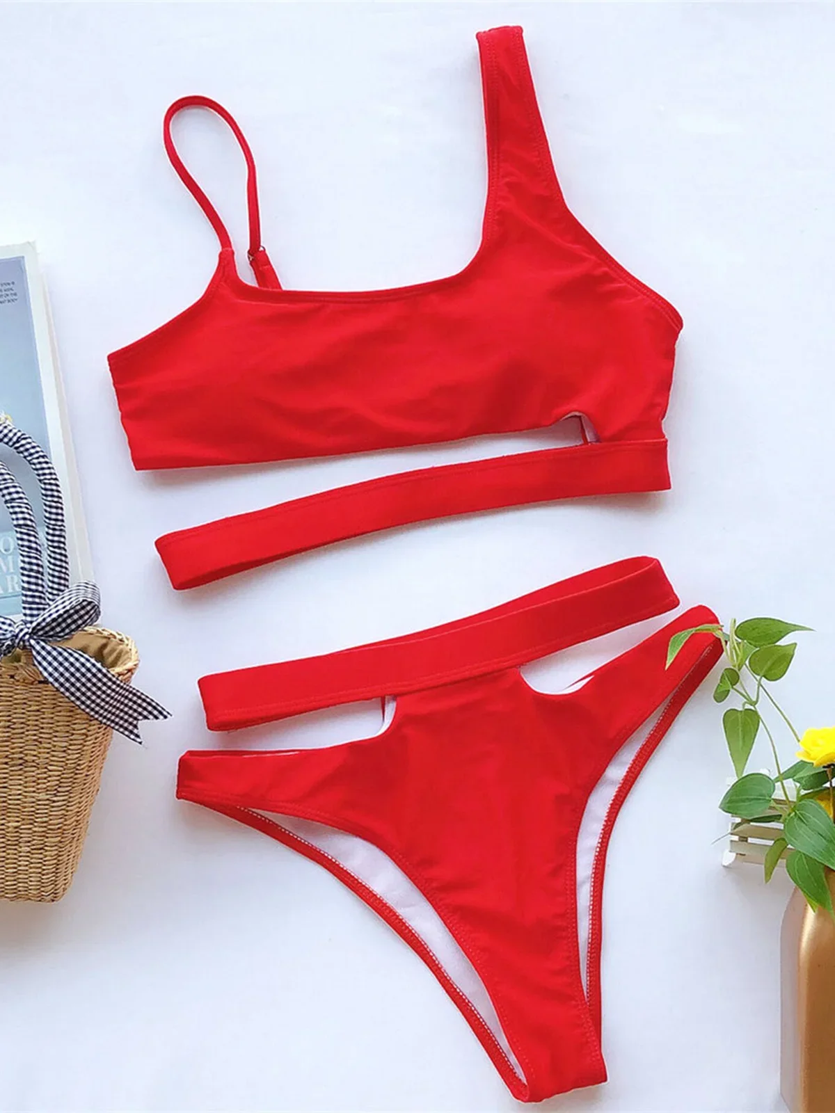 Nowe asymetryczne bikini z wysokim stanem 2025 damski strój kąpielowy damskie stroje kąpielowe dwuczęściowy zestaw bikini kąpiący strój kąpielowy Swim Lady V2200