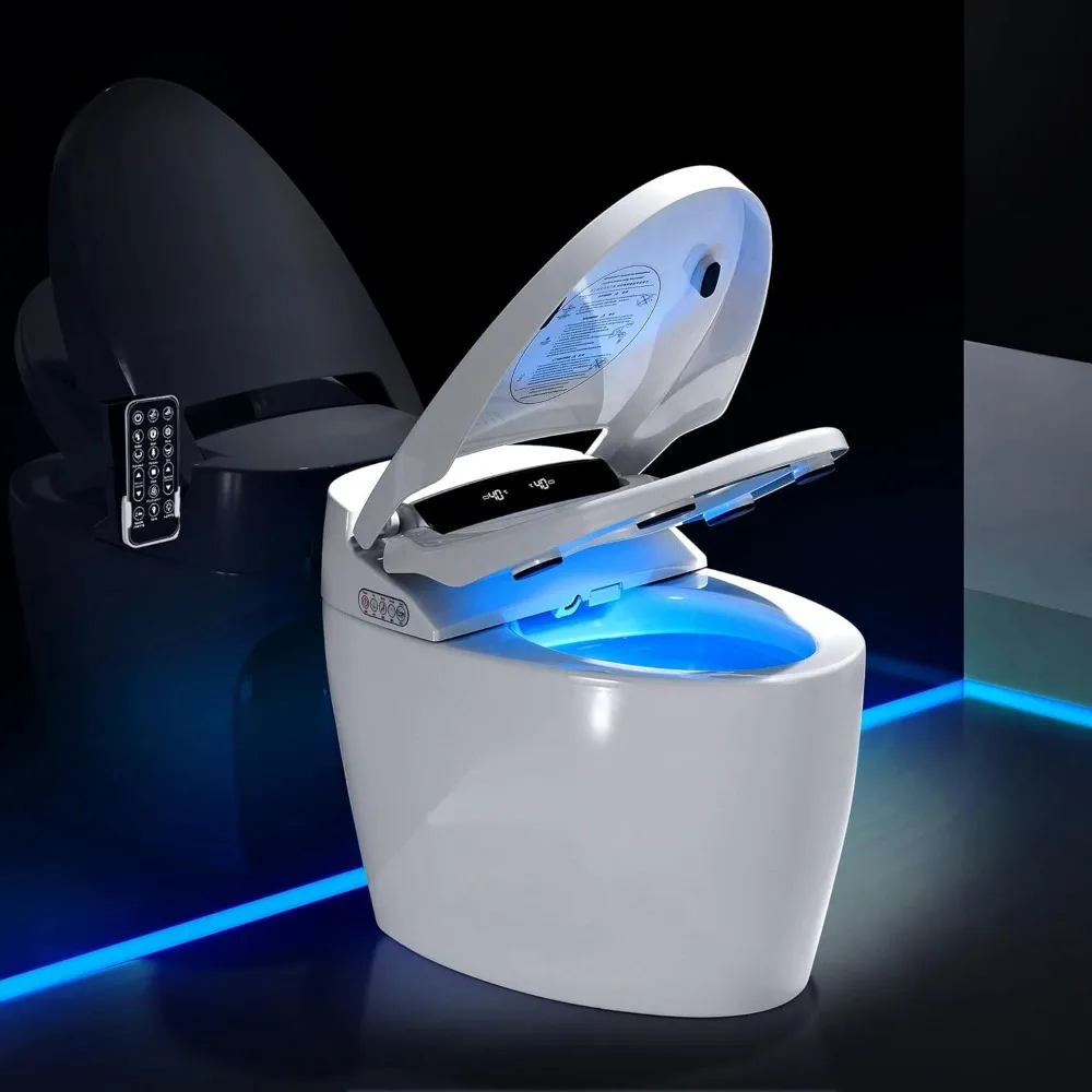 

Smart Toilet, One Piece Bidet Toilet for Bathrooms, Toilet with Warm Water Sprayer & Dryer,Heated Bidet Seat, Tankless Toilet