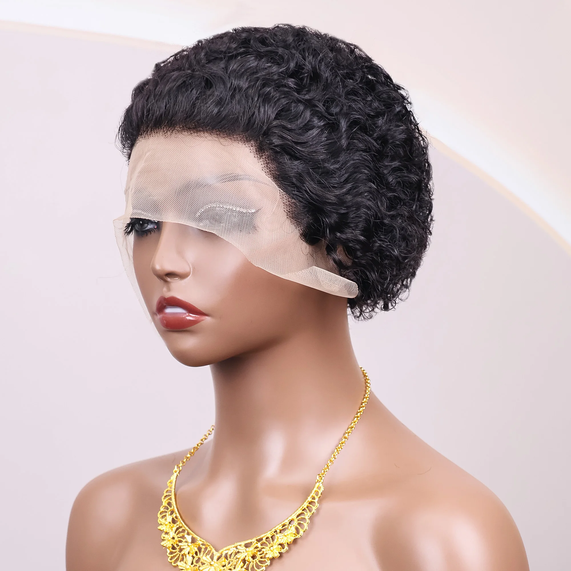 Peluca corta Afro Puff para mujeres negras، pelucas Brasilñas de encaje frontal 13x1، اللون الطبيعي، ريزادو، كورتي بيكسي، كابيل